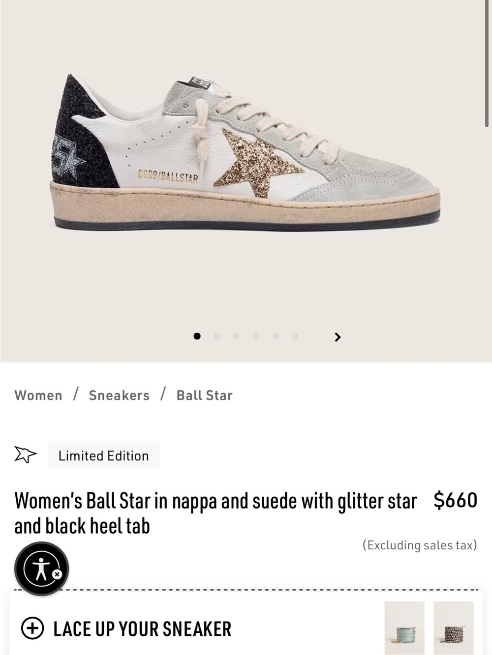 100% Authentic Golden Goose Womens nappa glitter star Ball Star sneakers - Picture 13 of 16